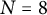 upper N equals 8