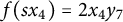 f left parenthesis s x 4 right parenthesis equals 2 x 4 y 7