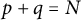 p plus q equals upper N