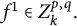 f Superscript 1 Baseline element of upper Z Subscript k Superscript p comma q Baseline period