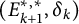 left parenthesis upper E Subscript k plus 1 Superscript asterisk comma asterisk Baseline comma delta Subscript k Baseline right parenthesis