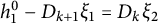 h 1 Superscript 0 Baseline minus upper D Subscript k plus 1 Baseline xi 1 equals upper D Subscript k Baseline xi 2