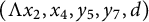 left parenthesis normal upper Lamda x 2 comma x 4 comma y 5 comma y 7 comma d right parenthesis