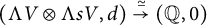 left parenthesis normal upper Lamda upper V circled times normal upper Lamda s upper V comma d right parenthesis ModifyingAbove right arrow With asymptotically equals left parenthesis double struck upper Q comma 0 right parenthesis