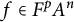 f element of upper F Superscript p Baseline upper A Superscript n