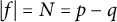 StartAbsoluteValue f EndAbsoluteValue equals upper N equals p minus q