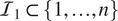 upper I 1 subset of 1 ellipsis n