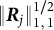 StartMetric bold italic upper R Subscript j Baseline EndMetric Subscript 1 comma 1 Superscript 1 divided by 2