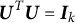 bold italic upper U Superscript upper T Baseline bold italic upper U equals bold italic upper I Subscript k