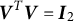 bold italic upper V Superscript upper T Baseline bold italic upper V equals bold italic upper I 2