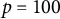 p equals 100