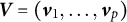 bold italic upper V equals left parenthesis bold italic v 1 comma ellipsis comma bold italic v Subscript p Baseline right parenthesis
