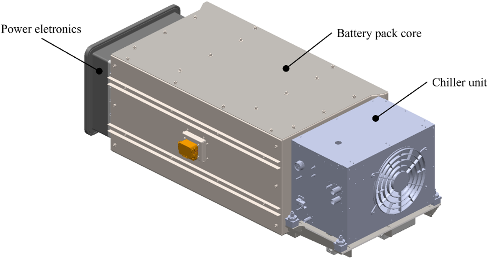 A diagram of a redesigned battery pack with labeled components.