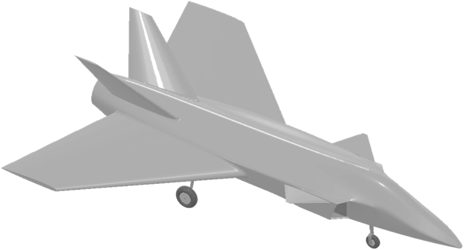 A 3D model of a futuristic aircraft with a sleek design.