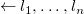 left arrow l 1 comma ellipsis comma l Subscript n Baseline