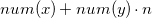 n u m left parenthesis x right parenthesis plus n u m left parenthesis y right parenthesis dot n