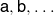 sans serif a comma sans serif b comma ellipsis