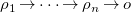 rho 1 right arrow midline horizontal ellipsis right arrow rho Subscript n Baseline right arrow o