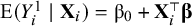 upper E left parenthesis upper Y Subscript i Superscript 1 Baseline vertical bar bold upper X Subscript i Baseline right parenthesis equals beta 0 plus bold upper X Subscript i Superscript normal down tack Baseline bold italic beta