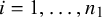 i equals 1 comma ellipsis comma n 1