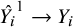 ModifyingAbove upper Y Subscript i Baseline With caret Superscript 1 Baseline right arrow upper Y Subscript i