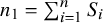n 1 equals sigma summation Underscript i equals 1 Overscript n Endscripts upper S Subscript i