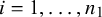 i equals 1 comma ellipsis comma n 1