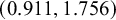 left parenthesis 0.911 comma 1.756 right parenthesis