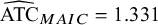 ModifyingAbove ATC With caret Subscript upper M upper A upper I upper C Baseline equals 1.331