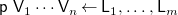 sans serif p sans serif upper V 1 midline horizontal ellipsis sans serif upper V Subscript n Baseline left arrow sans serif upper L 1 comma ellipsis comma sans serif upper L Subscript m Baseline
