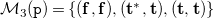 script upper M 3 left parenthesis monospace p right parenthesis equals StartSet left parenthesis bold f comma bold f right parenthesis comma left parenthesis bold t Superscript bold asterisk Baseline comma bold t right parenthesis comma left parenthesis bold t comma bold t right parenthesis EndSet