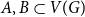 upper A comma upper B subset of upper V left parenthesis upper G right parenthesis