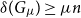 delta left parenthesis upper G Subscript mu Baseline right parenthesis greater than or equals mu n