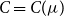 upper C equals upper C left parenthesis mu right parenthesis