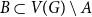 upper B subset of upper V left parenthesis upper G right parenthesis minus upper A