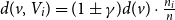 d left parenthesis v comma upper V Subscript i Baseline right parenthesis equals left parenthesis 1 plus or minus gamma right parenthesis d left parenthesis v right parenthesis dot StartFraction n Subscript i Baseline Over n EndFraction