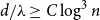 d divided by lamda greater than or equals upper C log cubed n