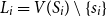 upper L Subscript i Baseline equals upper V left parenthesis upper S Subscript i Baseline right parenthesis minus StartSet s Subscript i Baseline EndSet