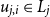 u Subscript j comma i Baseline element of upper L Subscript j