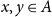 x comma y element of upper A