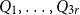upper Q 1 comma ellipsis comma upper Q Subscript 3 r Baseline