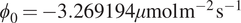 phi 0 equals minus 3.269194 mu molm minus 2 s minus 1
