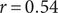 r equals 0.54