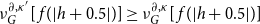 nu Subscript upper G Superscript partial differential comma kappa Super Superscript prime Superscript Baseline left bracket f left parenthesis StartAbsoluteValue h plus 0.5 EndAbsoluteValue right parenthesis right bracket greater than or equals nu Subscript upper G Superscript partial differential comma kappa Baseline left bracket f left parenthesis StartAbsoluteValue h plus 0.5 EndAbsoluteValue right parenthesis right bracket