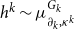 h Superscript k Baseline tilde mu Subscript partial differential Sub Subscript k Subscript comma kappa Sub Superscript k Subscript Superscript upper G Super Subscript k