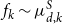 f Subscript k Baseline tilde mu Subscript d comma k Superscript upper S