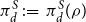 pi Subscript d Superscript upper S Baseline colon equals pi Subscript d Superscript upper S Baseline left parenthesis rho right parenthesis