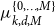mu Subscript k comma d comma upper M Superscript StartSet 0 comma ellipsis comma upper M EndSet