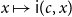 x right arrow from bar sans serif i left parenthesis c comma x right parenthesis