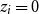 z Subscript i Baseline equals 0
